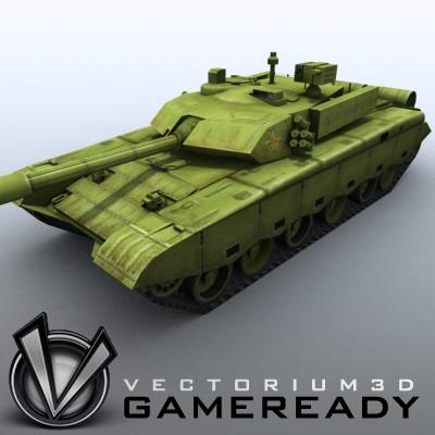 3D Model of Game-ready model of modern Chinese main battle tank ZTZ99 (Type 99) with two RGB textures: 1024x1024 for tank and 1024x512 for track and wheels. - 3D Render 1